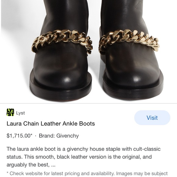 Givenchy low ankle bootie with gold chain detail. Size 37 - Picture 5 of 9